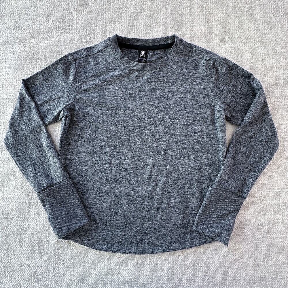 Athleta Girl Marled Black Athletic Sweater VGUC 7